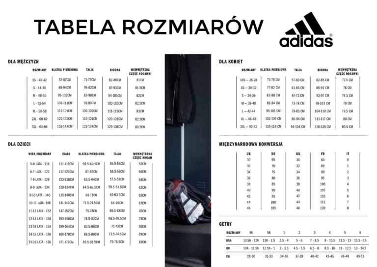 Tabela rozmiarów odzieży marki adidas