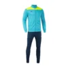 Turkusowy dres piłkarski Joma Phoenix III z czarnymi wstawkami na ramionach.