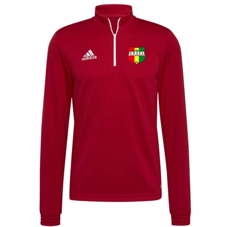 Czerwona bluza treningowa adidas Entrada 22 z herbem klubu LKS Orzeł Psary - Babienica.